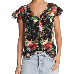 Alice and Olivia Glady Sheer Floral Burnout Blouse
